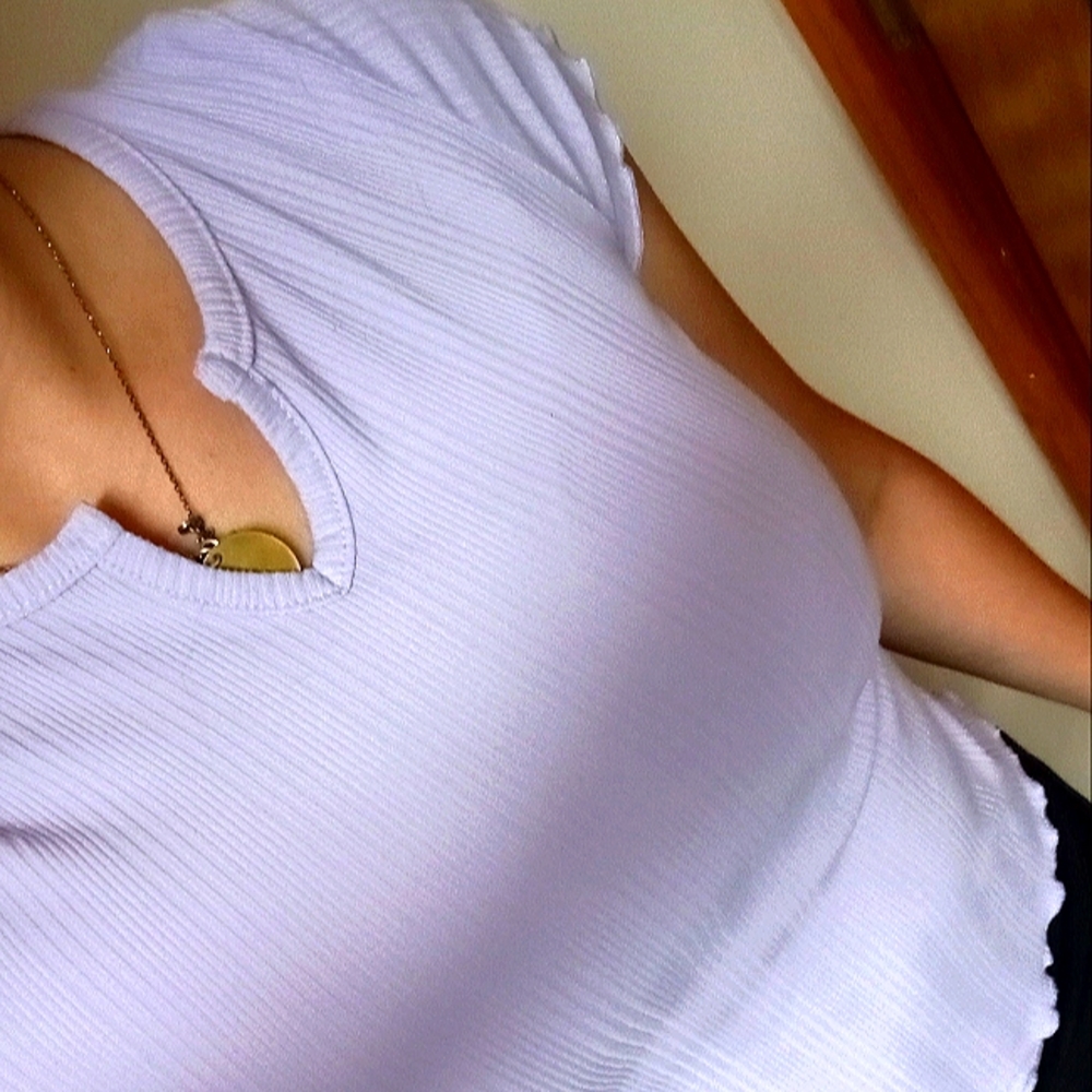 Light Purple Crop Top with Ruffled Edges